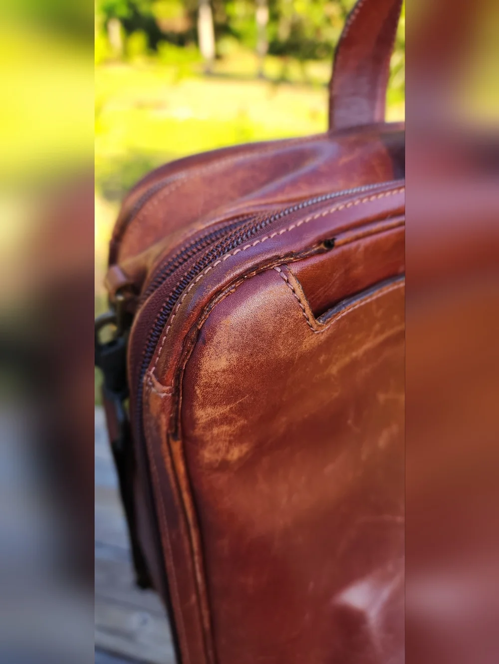 Hartmann Classic Brown Leather Laptop Briefcase with Shoulder Strap